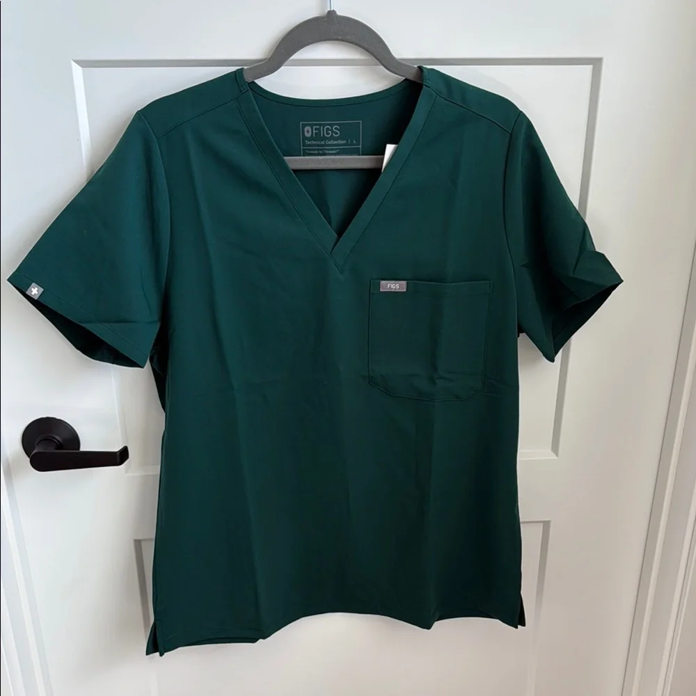 COPY - Figs Deep Green V-Neck Scrub Top - Picture 1 of 4